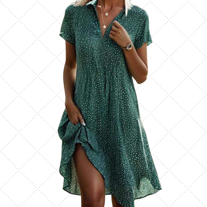 Women’s short-sleeve shirt dress midi length