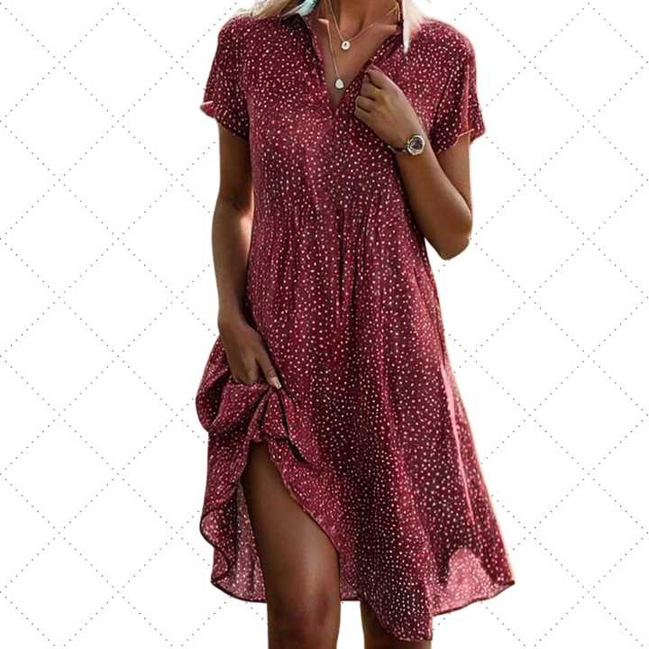 Women’s short-sleeve shirt dress midi length