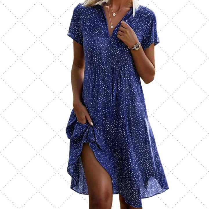 Women’s short-sleeve shirt dress midi length