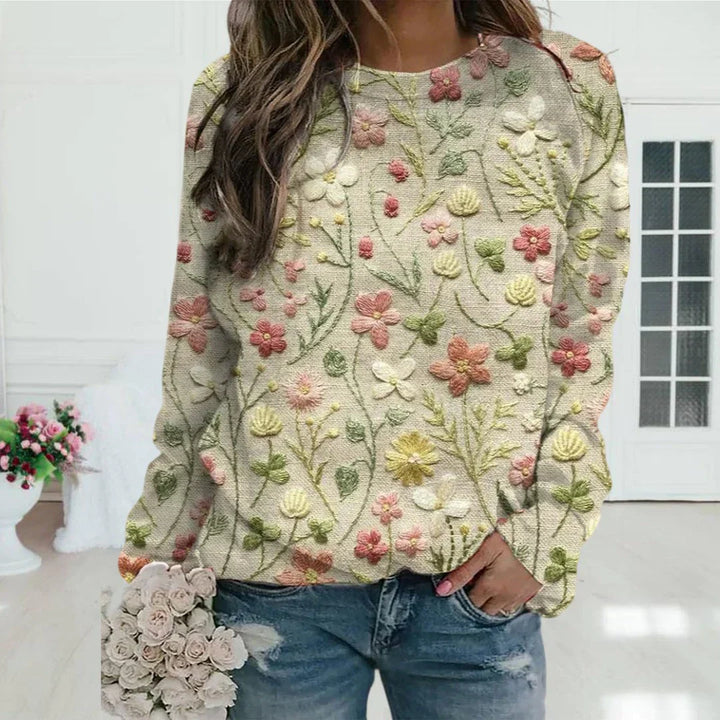 Women's Floral Embroidered Sweater | Warm Casual