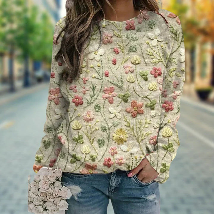 Women's Floral Embroidered Sweater | Warm Casual
