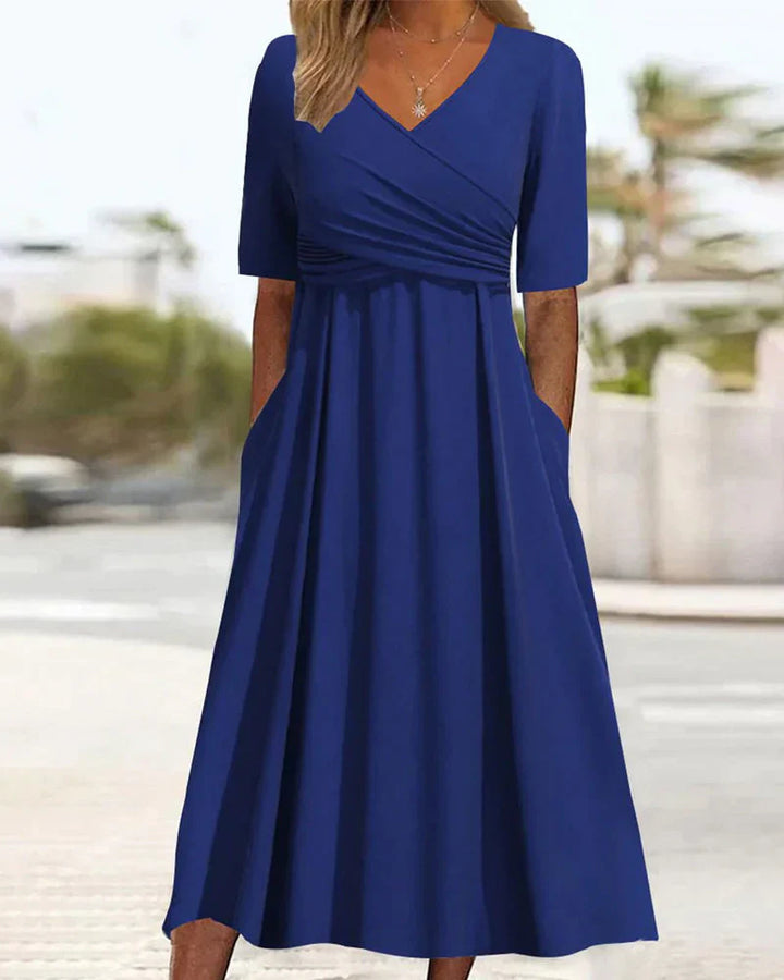 Alloura™ - Crossed Dress with Short Sleeves Cairns Closet