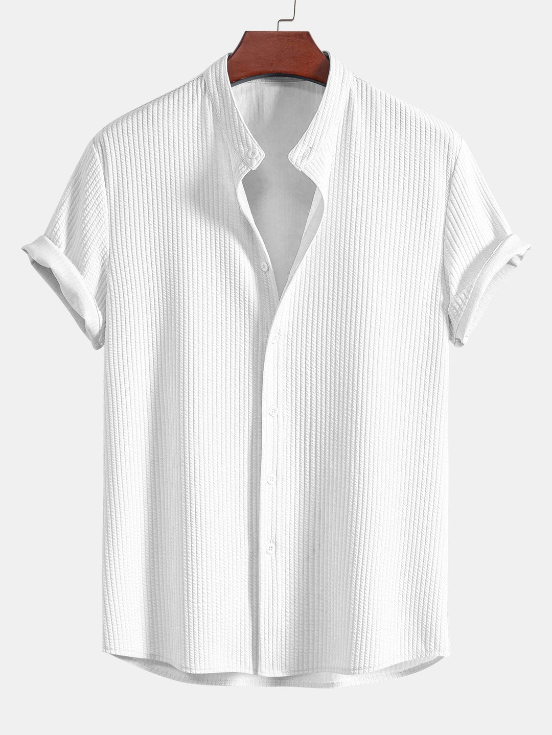 Muscle Fit Ribbed Stand Collar Shirt Cairns Closet