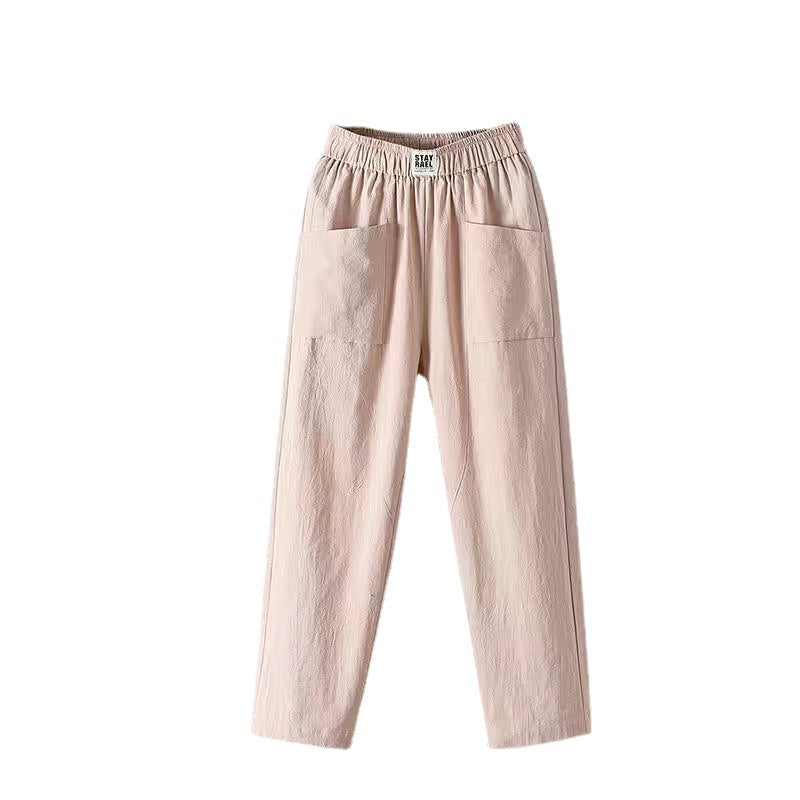 Casual Pants made of Cotton and Linen with Elastic Waist Cairns Closet