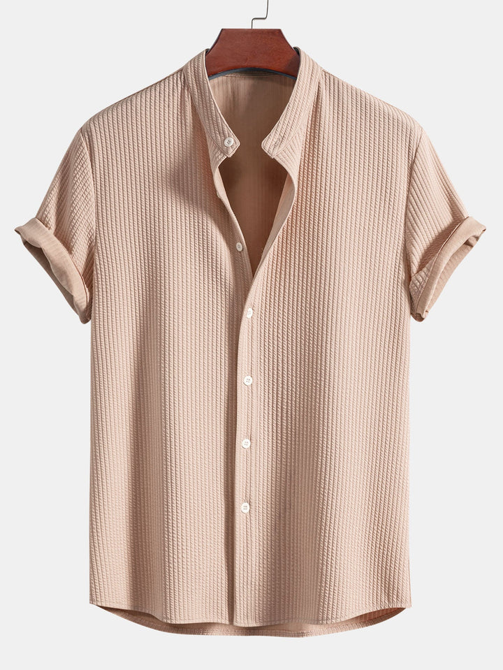 Muscle Fit Ribbed Stand Collar Shirt Cairns Closet