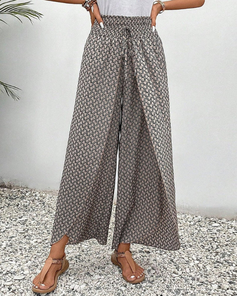 Pantalons d'été taille haute pour femmes | Motif géométrique