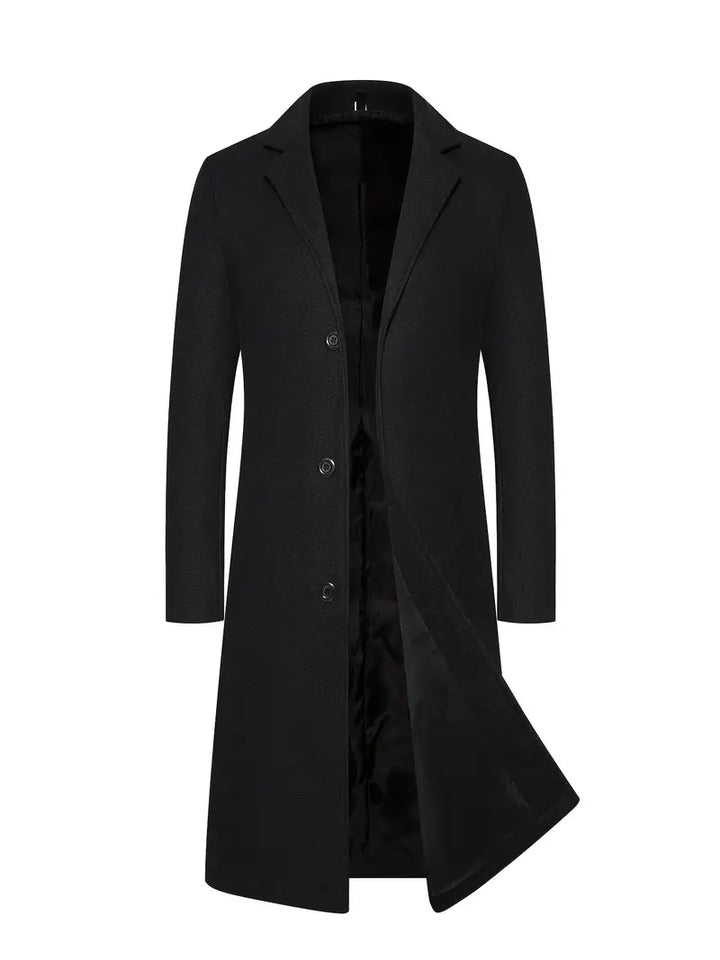Manteau long élégant pour homme, col à revers