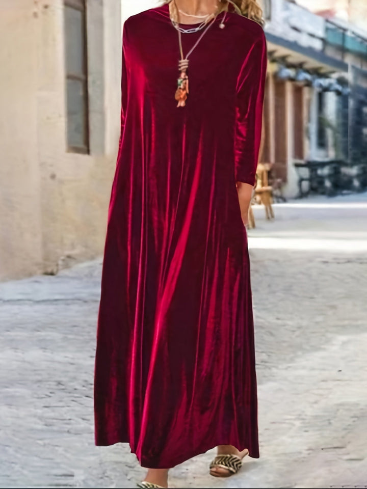 Tiffany - Plus-size long-sleeve velvet dress