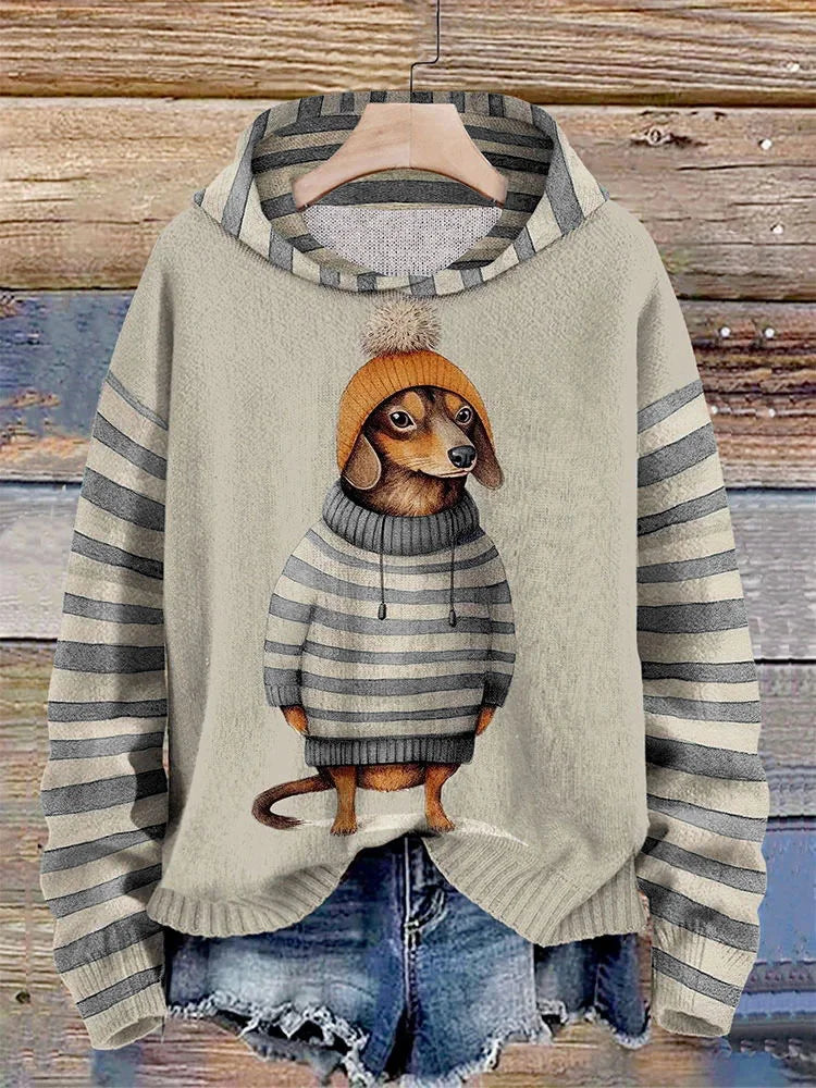 Casual Women's Dog Print Hoodie | Cozy
