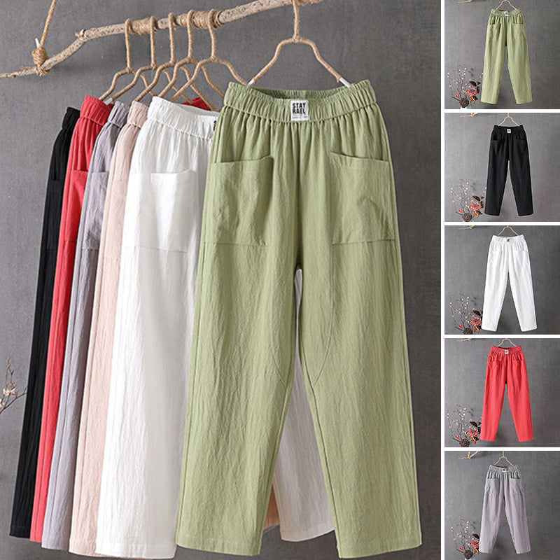 Casual trousers made of cotton and linen with an elastic waist Cairns Closet