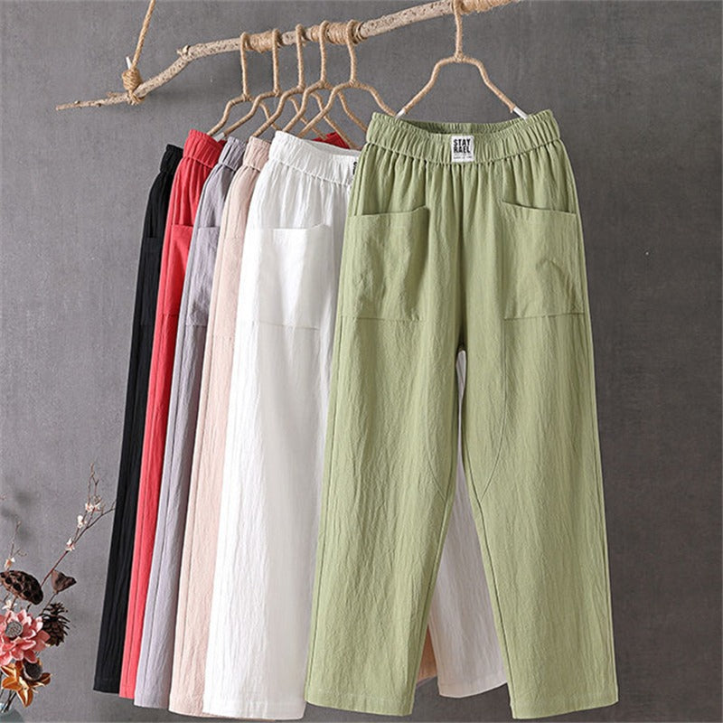 Casual trousers made of cotton and linen with an elastic waist Cairns Closet