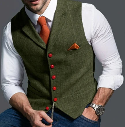 Vintage Style Men's Vest, Notched Collar