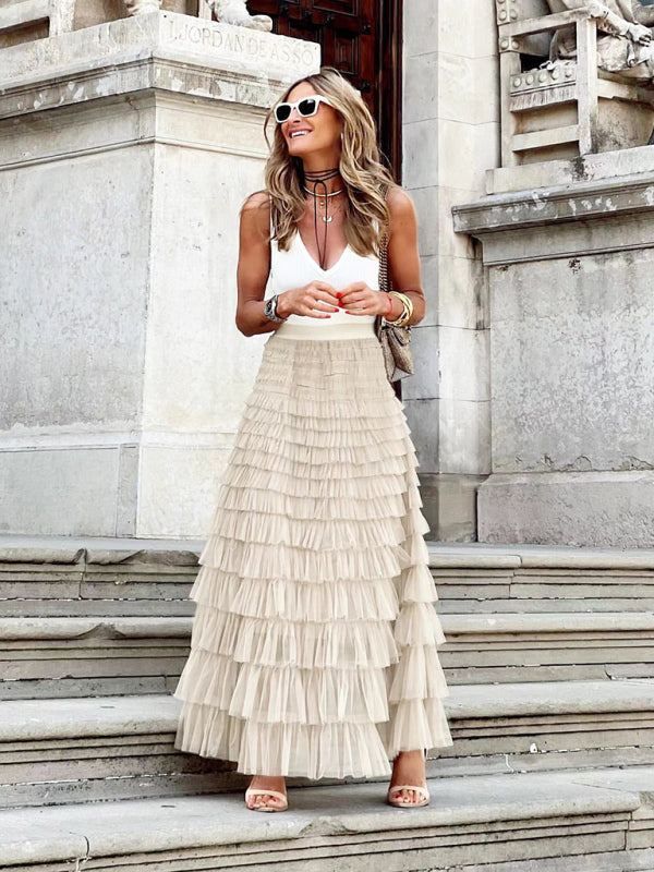 Women’s Layered Maxi Skirt | High Waist