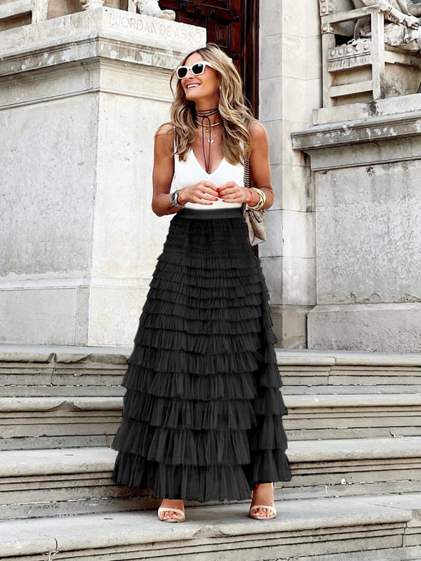 Women’s Layered Maxi Skirt | High Waist