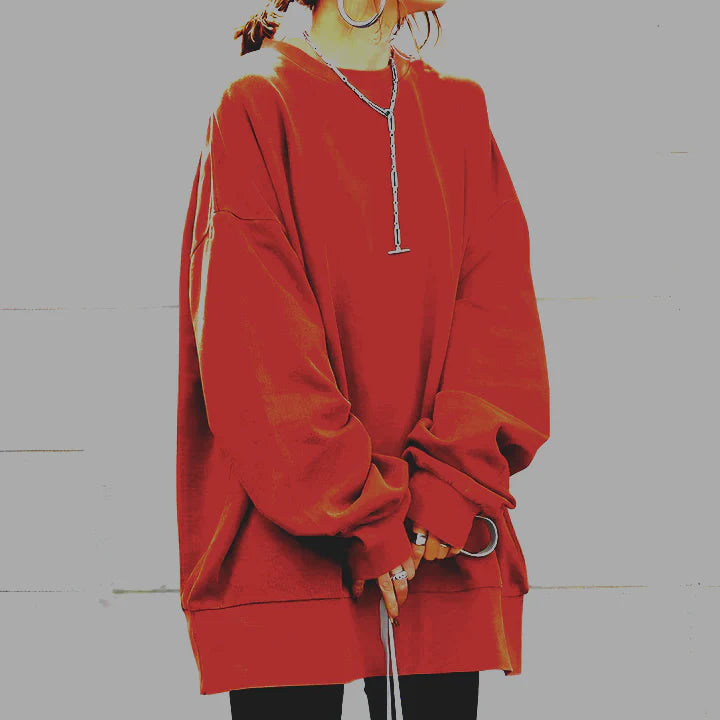 Oversized Women's Round Neck Sweatshirt | Long Sleeve