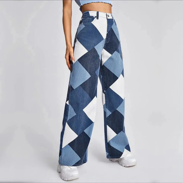 Monica Chequered Denim Jeans