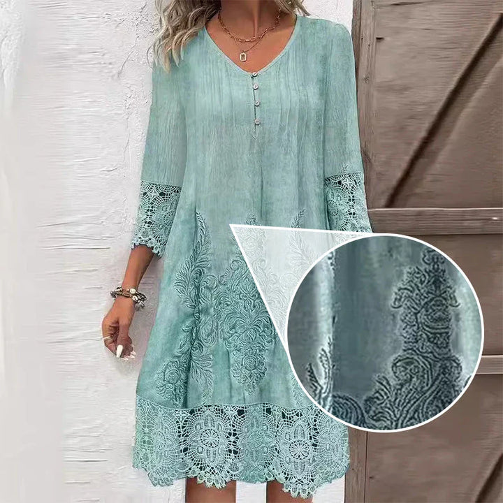 Eleanora™ Elegant half-sleeved lace dress with V-neck