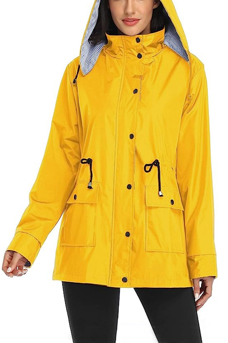 Water Resistant Hooded Striped Windbreaker Rain Jacket Cairns Closet