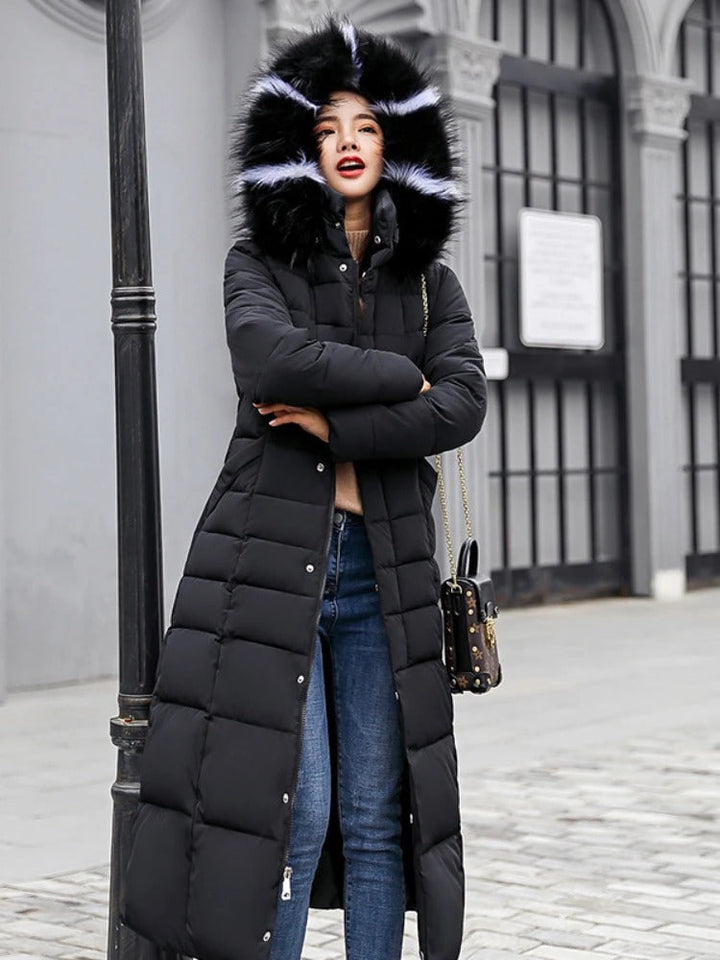 Manteau long et chaud pour femme, style puffer.