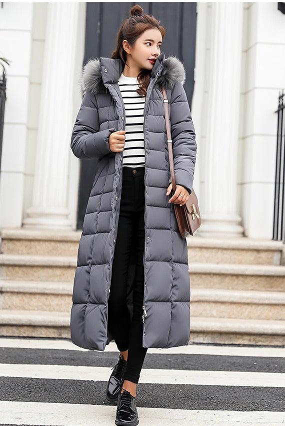 Manteau long et chaud pour femme, style puffer.